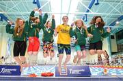 26 May 2018; Girls 10-13 100m Freestyle Relay winners, from left, Tara Cronin, Anu Hayes Breheny, Holly Arthur, Alla O'Neill, Ciara Harrington and Julia Salvado McCormac from Kenmare, Co. Kerry during the Aldi Community Games May Festival, which saw over 3,500 children take part in a fun-filled weekend at University of Limerick from 26th to 27th May. Photo by Sam Barnes/Sportsfile