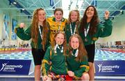 26 May 2018; Girls 10-13 100m Freestyle Relay winners, from left, Tara Cronin, Alla O'Neill, Anu Hayes Breheny, Ciara Harrington, Holly Arthur, and Julia Salvado McCormac from Kenmare, Co. Kerry during the Aldi Community Games May Festival, which saw over 3,500 children take part in a fun-filled weekend at University of Limerick from 26th to 27th May. Photo by Sam Barnes/Sportsfile