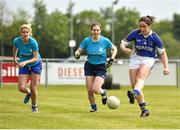 26 May 2018; Niamh McCarthy of Mergon, Castlepollard, Co. Westmeath, shoots to score a goal against University Hospital Waterford, during the LGFA Interfirms Blitz 2018 at Naomh Mearnóg GAA Club, Portmarnock, Dublin. This year seven companies competed for the top prize, while nine teams signed up to take part in a recreational blitz. Photo by Seb Daly/Sportsfile