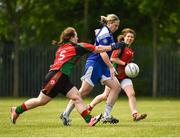 26 May 2018; Caroline Griffin of An Garda Síochána in action against Kelly O'Neill of St Kevins Community College, Co. Wicklow, during the LGFA Interfirms Blitz 2018 at Naomh Mearnóg GAA Club, Portmarnock, Dublin. This year seven companies competed for the top prize, while nine teams signed up to take part in a recreational blitz. Photo by Seb Daly/Sportsfile