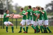 26 May 2018; David Murray, second from left, celebrates with his Ireland team-mates, including Joseph Watson, left, after scoring his side's first goal during the European Deaf Sport Organization European Championships third qualifying round match between Ireland and Sweden at the FAI National Training Centre in Abbotstown, Dublin. Photo by Stephen McCarthy/Sportsfile