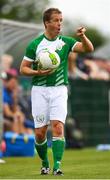 26 May 2018; Darren Dunne of Ireland communicates to team-mates before taking a throw-in during the European Deaf Sport Organization European Championships third qualifying round match between Ireland and Sweden at the FAI National Training Centre in Abbotstown, Dublin. Photo by Stephen McCarthy/Sportsfile