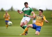 26 May 2018; Jason Maguire of Ireland is tackled by Albert Boklund of Sweden during the European Deaf Sport Organization European Championships third qualifying round match between Ireland and Sweden at the FAI National Training Centre in Abbotstown, Dublin. Photo by Stephen McCarthy/Sportsfile