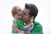 26 May 2018; Joseph Watson of Ireland and daughter Amber prior to the European Deaf Sport Organization European Championships third qualifying round match between Ireland and Sweden at the FAI National Training Centre in Abbotstown, Dublin. Photo by Stephen McCarthy/Sportsfile