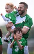 26 May 2018; Patrick Maher of Ireland and son Adam prior to the European Deaf Sport Organization European Championships third qualifying round match between Ireland and Sweden at the FAI National Training Centre in Abbotstown, Dublin. Photo by Stephen McCarthy/Sportsfile