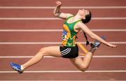 26 May 2018; Niamh McCorry of Annalee A.C., Co. Cavan, competing in the Long Jump as part of the Girls U16 Multi Events during the Irish Life Health Combined Events Day 1 at Morton Stadium, in Santry, Dublin. Photo by Harry Murphy/Sportsfile