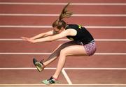 26 May 2018; Aisling MacHugh of Naas A.C., Co. Kildare, competing in the Long Jump as part of the Girls U16 Multi Events during the Irish Life Health Combined Events Day 1 at Morton Stadium, in Santry, Dublin. Photo by Harry Murphy/Sportsfile