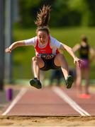 26 May 2018; Saidhbhe Byrne of Enniscorthy A.C., Co. Wexford, competing in the Long Jump as part of the Girls U15 Multi Events during the Irish Life Health Combined Events Day 1 at Morton Stadium, in Santry, Dublin. Photo by Harry Murphy/Sportsfile