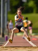 26 May 2018; Claudia Moran of Dundrum South Dublin A.C., Co. Dublin, competing in the Long Jump as part of the Girls U15 Multi Events during the Irish Life Health Combined Events Day 1 at Morton Stadium, in Santry, Dublin. Photo by Harry Murphy/Sportsfile