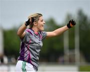26 May 2018; Ciara O'Grady of AIB, Dublin, celebrates at the final whistle following her team's victory during the LGFA Interfirms Blitz 2018 final at Naomh Mearnóg GAA Club, Portmarnock, Dublin. This year seven companies competed for the top prize, while nine teams signed up to take part in a recreational blitz. Photo by Seb Daly/Sportsfile