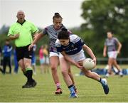 26 May 2018; Margaret Revin of An Garda Síochána in action against Deborah Brennan of AIB, Dublin, during the LGFA Interfirms Blitz 2018 at Naomh Mearnóg GAA Club, Portmarnock, Dublin. This year seven companies competed for the top prize, while nine teams signed up to take part in a recreational blitz. Photo by Seb Daly/Sportsfile