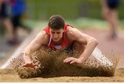 26 May 2018; Tadhg Murtagh of Kildare A.C., Co. Kildare, competing in the Long Jump as part of the Senior Boys Multi Events  during the Irish Life Health Combined Events Day 1 at Morton Stadium, in Santry, Dublin. Photo by Harry Murphy/Sportsfile