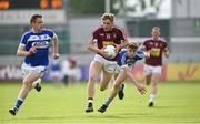 26 May 2018; Luke Loughlin of Westmeath in action against Paul Kingston and Trevor Collins of Laois during the Leinster GAA Football Senior Championship Quarter-Final match between Laois and Westmeath at Bord na Mona O'Connor Park in Tullamore, Offaly. Photo by Matt Browne/Sportsfile