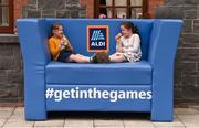 26 May 2018; Sisters Sarah, aged 8, and Catherine Gannon, aged 7, from Leitrim, enjoy some refreshments during day 1 of the Aldi Community Games. Over 3,500 children took part in Aldi Community Games May Festival on a sun-drenched, fun-filled weekend in University of Limerick from 26th to 27th May. Photo by Diarmuid Greene/Sportsfile