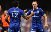 26 May 2018; Rory O'Loughlin, right, comes on as a substitute for Isa Nacewa of Leinster during the Guinness PRO14 Final between Leinster and Scarlets at the Aviva Stadium in Dublin. Photo by Ramsey Cardy/Sportsfile