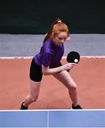 26 May 2018; Robyn Fitzgerald from Cloughjordan, Co.Tipperary, competing in the Table Tennis U16 & O13 Girls event during the Aldi Community Games May Festival, which saw over 3,500 children take part in a fun-filled weekend at University of Limerick from 26th to 27th May. Photo by Sam Barnes/Sportsfile