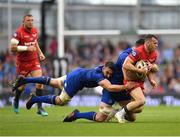 26 May 2018; Gareth Davies of Scarlets is tackled by James Ryan, left, and Jack Conan of Leinster during the Guinness PRO14 Final between Leinster and Scarlets at the Aviva Stadium in Dublin. Photo by Seb Daly/Sportsfile