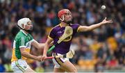 26 May 2018; Paul Morris of Wexford in action against Paddy Delaney of Offaly during the Leinster GAA Hurling Senior Championship Round 3 match between Offaly and Wexford at Bord na Mona O'Connor Park in Tullamore, Offaly. Photo by Matt Browne/Sportsfile