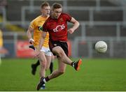 26 May 2018; Caolan Mooney of Down in action against Peter Healy of Antrim during the Ulster GAA Football Senior Championship Quarter-Final match between Down and Antrim at Pairc Esler in Newry, Down. Photo by Oliver McVeigh/Sportsfile