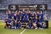26 May 2018; Isa Nacewa lifts the trophy for Leinster after the Guinness PRO14 Final match between Leinster and Scarlets at the Aviva Stadium in Dublin. Photo by Seb Daly/Sportsfile
