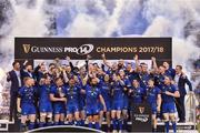 26 May 2018; Isa Nacewa lifts the trophy for Leinster after the Guinness PRO14 Final match between Leinster and Scarlets at the Aviva Stadium in Dublin. Photo by Seb Daly/Sportsfile