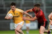 26 May 2018; Patrick McAleer of Antrim in action against Peter Turley of Down during the Ulster GAA Football Senior Championship Quarter-Final match between Down and Antrim at Pairc Esler in Newry, Down. Photo by Oliver McVeigh/Sportsfile