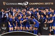 26 May 2018; Isa Nacewa lifts the trophy for Leinster following the Guinness PRO14 Final between Leinster and Scarlets at the Aviva Stadium in Dublin. Photo by Seb Daly/Sportsfile