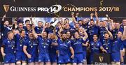 26 May 2018; Isa Nacewa lifts the trophy for Leinster following the Guinness PRO14 Final between Leinster and Scarlets at the Aviva Stadium in Dublin. Photo by Seb Daly/Sportsfile