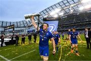 26 May 2018; Jack Conan of Leinster celebrates with the trophy after the Guinness PRO14 Final match between Leinster and Scarlets at the Aviva Stadium in Dublin. Photo by Ramsey Cardy/Sportsfile