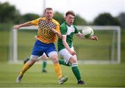 26 May 2018; Jake Cassidy of Ireland and Peter Delin of Sweden during the European Deaf Sport Organization European Championships third qualifying round match between Ireland and Sweden at the FAI National Training Centre in Abbotstown, Dublin. Photo by Stephen McCarthy/Sportsfile