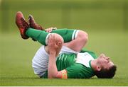 26 May 2018; Jason Maguire of Ireland reacts after picking up an injury during the European Deaf Sport Organization European Championships third qualifying round match between Ireland and Sweden at the FAI National Training Centre in Abbotstown, Dublin. Photo by Stephen McCarthy/Sportsfile