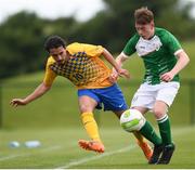 26 May 2018; Oliver Rasinaho of Sweden in action against Jake Cassidy of Ireland during the European Deaf Sport Organization European Championships third qualifying round match between Ireland and Sweden at the FAI National Training Centre in Abbotstown, Dublin. Photo by Stephen McCarthy/Sportsfile