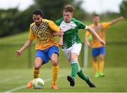 26 May 2018; Oliver Rasinaho of Sweden in action against Jake Cassidy of Ireland during the European Deaf Sport Organization European Championships third qualifying round match between Ireland and Sweden at the FAI National Training Centre in Abbotstown, Dublin. Photo by Stephen McCarthy/Sportsfile