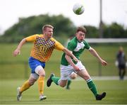 26 May 2018; Jake Cassidy of Ireland and Peter Delin of Sweden during the European Deaf Sport Organization European Championships third qualifying round match between Ireland and Sweden at the FAI National Training Centre in Abbotstown, Dublin. Photo by Stephen McCarthy/Sportsfile