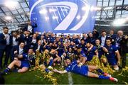 26 May 2018; Leinster players celebrate with the trophy after the Guinness PRO14 Final match between Leinster and Scarlets at the Aviva Stadium in Dublin. Photo by Ramsey Cardy/Sportsfile