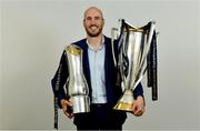 26 May 2018; Leinster backs coach Girvan Dempsey with the Champions Cup and PRO14 trophies following the Guinness PRO14 Final between Leinster and Scarlets at the Aviva Stadium in Dublin. Photo by Ramsey Cardy/Sportsfile