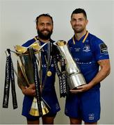 26 May 2018; Isa Nacewa, left, and Rob Kearney of Leinster with the Champions Cup and PRO14 trophies following the Guinness PRO14 Final between Leinster and Scarlets at the Aviva Stadium in Dublin. Photo by Ramsey Cardy/Sportsfile