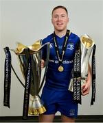 26 May 2018; Rory O'Loughlin of Leinster with the Champions Cup and PRO14 trophies following the Guinness PRO14 Final between Leinster and Scarlets at the Aviva Stadium in Dublin. Photo by Ramsey Cardy/Sportsfile