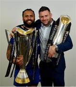 26 May 2018; Isa Nacewa, left, and Fergus McFadden of Leinster with the Champions Cup and PRO14 trophies following the Guinness PRO14 Final between Leinster and Scarlets at the Aviva Stadium in Dublin. Photo by Ramsey Cardy/Sportsfile