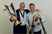 26 May 2018; Jack McGrath of Leinster and Leinster scrum coach John Fogarty with the Champions Cup and PRO14 trophies following the Guinness PRO14 Final between Leinster and Scarlets at the Aviva Stadium in Dublin. Photo by Ramsey Cardy/Sportsfile
