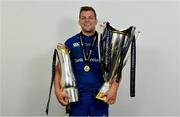26 May 2018; Jordi Murphy of Leinster with the Champions Cup and PRO14 trophies following the Guinness PRO14 Final between Leinster and Scarlets at the Aviva Stadium in Dublin. Photo by Ramsey Cardy/Sportsfile
