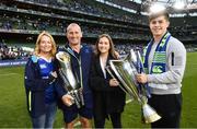 26 May 2018; Leinster senior coach Stuart Lancaster with wife Nina, son Daniel and daughter Sophie following their victory in the Guinness PRO14 Final between Leinster and Scarlets at the Aviva Stadium in Dublin. Photo by Ramsey Cardy/Sportsfile