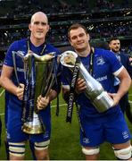 26 May 2018; Devin Toner, left, and Rhys Ruddock of Leinster following their victory in the Guinness PRO14 Final between Leinster and Scarlets at the Aviva Stadium in Dublin. Photo by Ramsey Cardy/Sportsfile