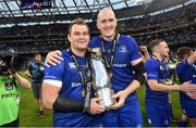26 May 2018; Rhys Ruddock, left, and Devin Toner of Leinster following their victory in the Guinness PRO14 Final between Leinster and Scarlets at the Aviva Stadium in Dublin. Photo by Ramsey Cardy/Sportsfile