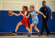 27 May 2018; Rebecca Reidy from Castleisland, Co. Kerry, left, and Naoise O'Brien from Oranmore, Co. Galway, competing in the Basketball U13 & O10 Girls during Day 2 of the Aldi Community Games May Festival, which saw over 3,500 children take part in a fun-filled weekend at University of Limerick from 26th to 27th May.  Photo by Sam Barnes/Sportsfile