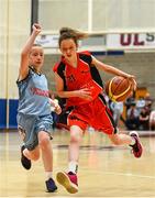 27 May 2018; Amy Curtin from Castleisland, Co. Kerry, right, and Aimee Stewart from Oranmore, Co. Galway, competing in the Basketball U13 & O10 Girls during Day 2 of the Aldi Community Games May Festival, which saw over 3,500 children take part in a fun-filled weekend at University of Limerick from 26th to 27th May.  Photo by Sam Barnes/Sportsfile