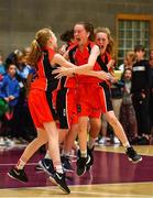 27 May 2018; Players from Castleisland, Co. Kerry  celebrate after winning a game during the Basketball U13 & O10 Girls event during Day 2 of the Aldi Community Games May Festival, which saw over 3,500 children take part in a fun-filled weekend at University of Limerick from 26th to 27th May.  Photo by Sam Barnes/Sportsfile