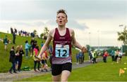 27 May 2018; Criostoir Ormsby, from Mullingar, Co. Westmeath, celebrates as he crosses the line to win the Boys u12 Relay Final during Day 2 of the Aldi Community Games May Festival, which saw over 3,500 children take part in a fun-filled weekend at University of Limerick from 26th to 27th May. Photo by Diarmuid Greene/Sportsfile