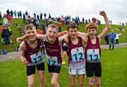 27 May 2018; Criostoir Ormsby, Conor Liston, James Flynn, and Jamie Wallace, from Westmeath, celebrate after winning the Boys u12 Relay Final during Day 2 of the Aldi Community Games May Festival, which saw over 3,500 children take part in a fun-filled weekend at University of Limerick from 26th to 27th May. Photo by Diarmuid Greene/Sportsfile
