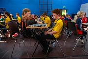 27 May 2018; Solomon Gleeson, from Roscommon, left, and Mark Buggy from Carlow competing in the u10 draughts final during Day 2 of the Aldi Community Games May Festival, which saw over 3,500 children take part in a fun-filled weekend at University of Limerick from 26th to 27th May. Photo by Diarmuid Greene/Sportsfile